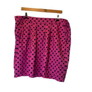 Tommy Hilfiger Skirt 18 Navy Blue Hot Pink Polka Dot 100% Cotton Fully Lined